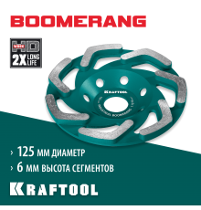Чашка алмазная KRAFTOOL Boomerang 125мм сегментная 33445-125
