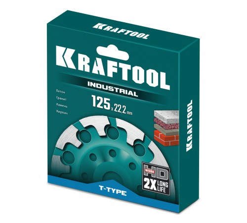 Чашка алмазная KRAFTOOL T-Type INDUSTRIAL d-125мм, сегментная 33446-125