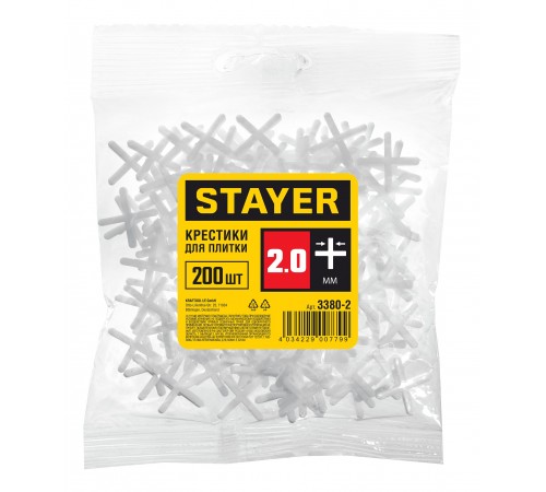 3380-2 Крестики для кафеля STAYER, 2 мм (200 шт)