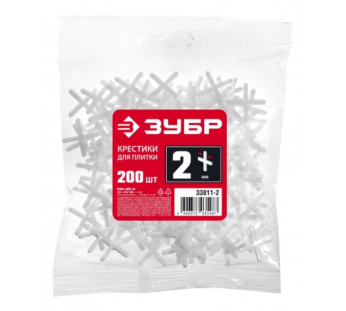 Крестики для плитки ЗУБР, 2 мм, 200 шт 33811-2