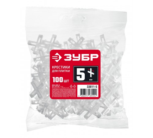 33811-5 Крестики для кафеля ЗУБР, 5 мм (100 шт)