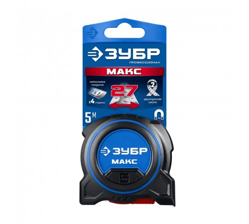 34060-05-27 Рулетка ЗУБР МАКС 5м х 27мм со сверхшироким полотном