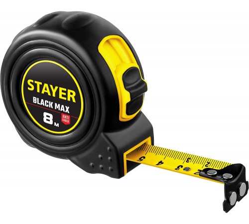 Рулетка STAYER BlackMax 8мx25мм Professional с двумя фиксаторами 3410-08_z02