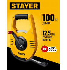 Мерная лента  STAYER RACER 100м, геодезическая, стальная 34186-100