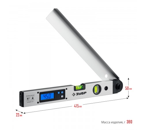 34288 Угломер электронный ЗУБР Профессионал 400 мм УГОЛ-40 подсветка,фиксация угла