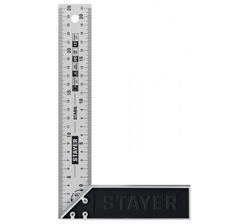 STAYER 250 мм, столярный угольник с нержавеющим полотном STABIL 3431-25_z02