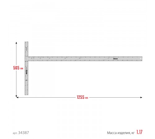 34387 Т-угольник ЗУБР Профессионал алюминевый