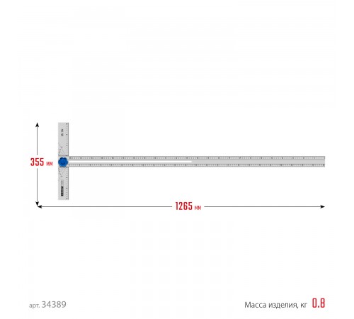 34389 Т-угольник ЗУБР Профессионал, алюминевый, с подвижной направляющей
