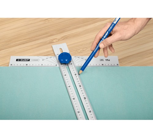 34389 Т-угольник ЗУБР Профессионал, алюминевый, с подвижной направляющей