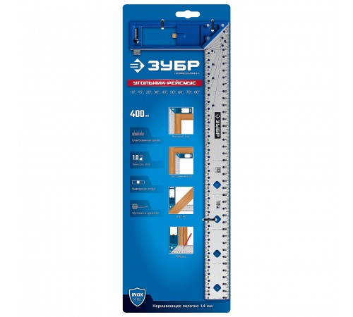 ЗУБР 400 мм, рейсмус-угольник разметочный, Профессионал (34400-40)