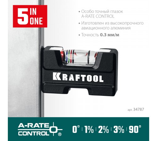 Уровень KRAFTOOL A-RATE CONTROL,5 в 1,компактный магнитный уровень 34787