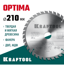 Диск пильный по дереву KRAFTOOL OPTIMA 210х30мм 36951-210-30