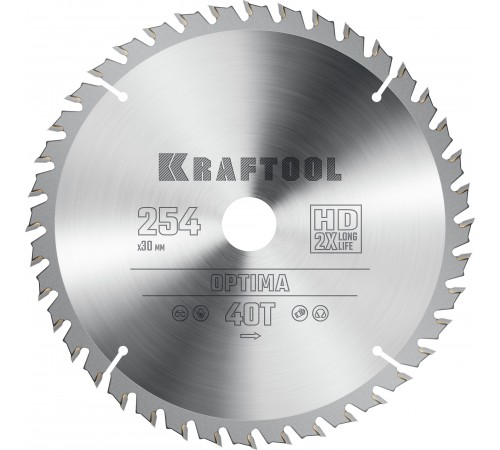 Диск пильный по дереву KRAFTOOL Optima, 254х30мм, 40Т 36951-254-30