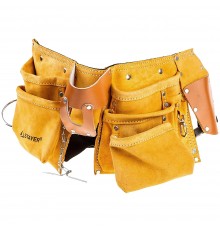 38512 Пояс STAYER MASTER для инструментов, кожаный, 10 карманов, 3 подвески