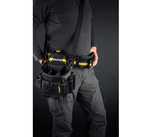 Сумка поясная KRAFTOOL КРВ-23 с быстр. креплением FastClip, 23 кармана и петли, 290х310 мм 38766