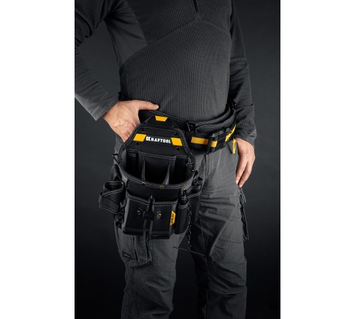 Сумка поясная KRAFTOOL КРВ-23 с быстр. креплением FastClip, 23 кармана и петли, 290х310 мм 38766