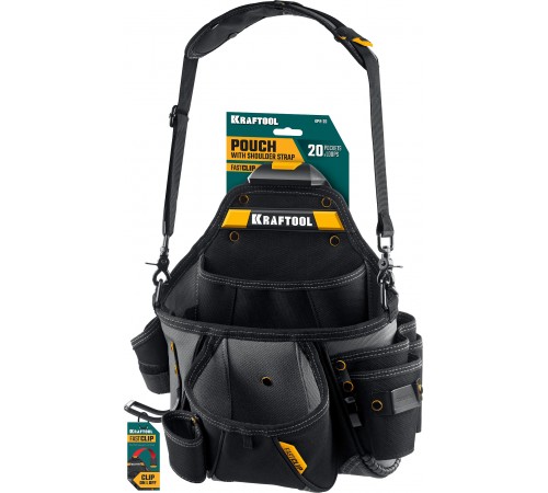 Сумка поясная KRAFTOOL КРВ-20, 320х310 мм, 20 карманов и петель, плечевой ремень 38767
