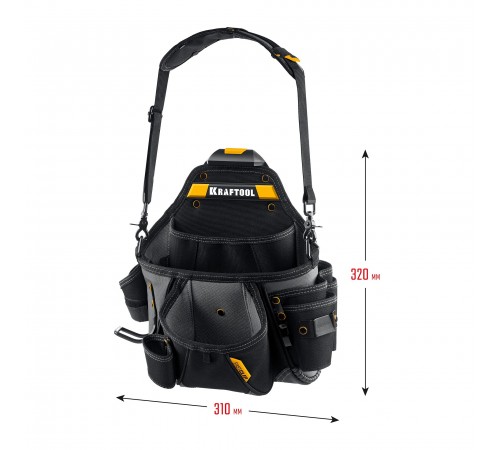 Сумка поясная KRAFTOOL КРВ-20, 320х310 мм, 20 карманов и петель, плечевой ремень 38767