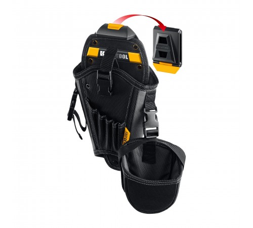 Кобура для шуруповерта KRAFTOOL КН-5 с доп. съемным карманом, 5 отделений для сверл и бит 38769