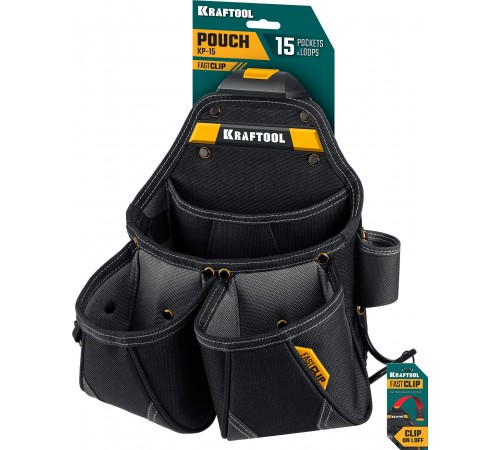 Сумка поясная KRAFTOOL КР-15, 15 карманов и петель, 350х320 мм 38771