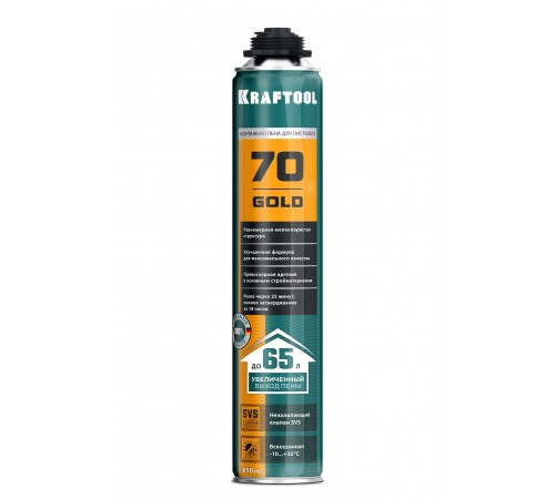 41194 Пена монтажная KRAFTOOL GOLD 65,мелкопористая пистолетная всесезонная, 850 мл, SVS