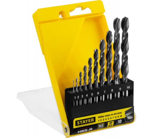 29602-H10_z01 Набор сверл по металлу STAYER PROFI 10шт. (1-10мм), быстрорежущая сталь M2(S6-5-2)