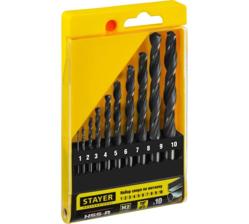 29602-H10_z01 Набор сверл по металлу STAYER PROFI 10шт. (1-10мм), быстрорежущая сталь M2(S6-5-2)