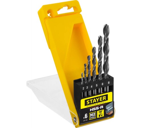 Набор сверл по металлу STAYER Professional HSS-R 6шт. 2-8мм 29602-H6_z01