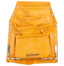 38505 Сумка поясная STAYER MASTER для инструментов кожаная 8 карманов 2 скобы