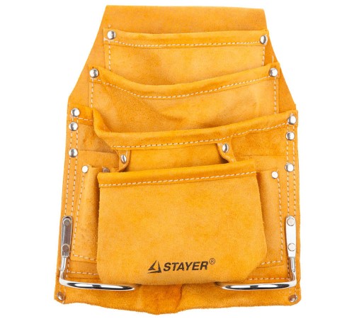 38505 Сумка поясная STAYER MASTER для инструментов кожаная 8 карманов 2 скобы