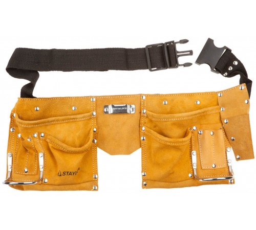 38510 Пояс STAYER MASTER для инструментов, кожаный, 10 карманов