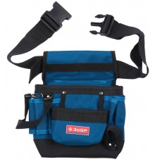 38632 Сумка-пояс ЗУБР ЭКСПЕРТ одинарная, держатель для молотка, 9 карманов