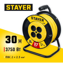 STAYER  S-225 ПВС 2х2.5 30м 3750Вт,  Силовой удлинитель на катушке (55070-30)