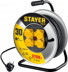 Удлинитель на стальной катушке STAYER PRO-315, 3х1,5 мм2, 30м, 3700Вт, IP44 55077-30_z01