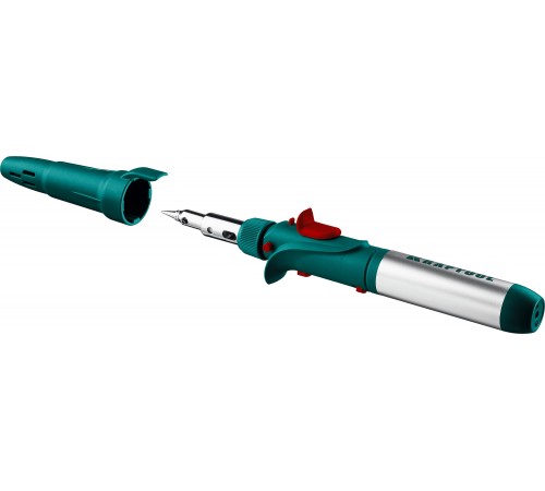 Паяльник газовый KRAFTOOL SolderGas, горелка, фен, пьезоподжиг, набор 10 в 1, 1300гр 55503-Н10