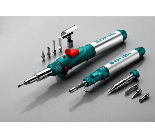 Паяльник газовый KRAFTOOL SolderGas, горелка, фен, пьезоподжиг, набор 10 в 1, 1300гр 55503-Н10