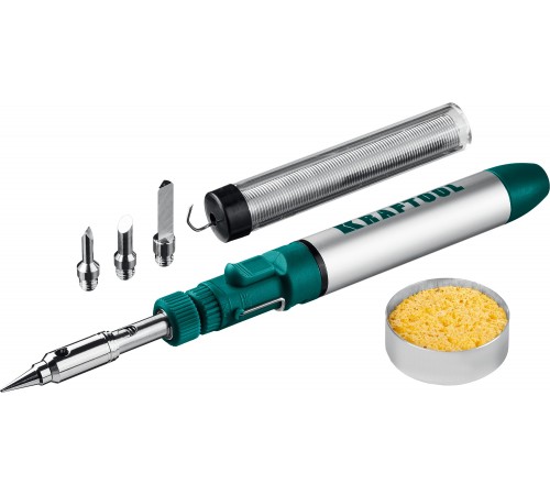 Паяльник газовый KRAFTOOL SolderGas, горелка, фен, набор 8х1, 70В, 30-70Вт, 1300°С 55504-Н8