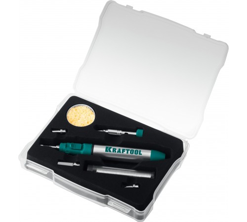 Паяльник газовый KRAFTOOL SolderGas, горелка, фен, набор 8х1, 70В, 30-70Вт, 1300°С 55504-Н8