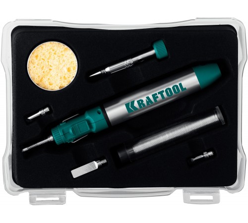 Паяльник газовый KRAFTOOL SolderGas, горелка, фен, набор 8х1, 70В, 30-70Вт, 1300°С 55504-Н8