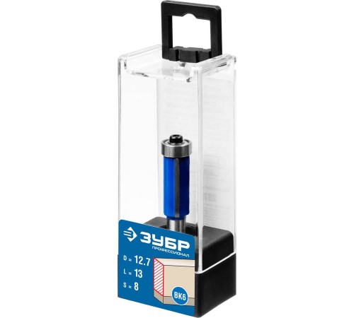ЗУБР 12.7 x 13 мм, хвостовик 8 мм, фреза кромочная с нижним подшипником 28727-12.7-13 Профессионал