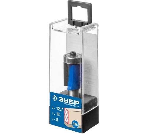 ЗУБР 12.7 x 25.4 мм, хвостовик 8 мм, фреза кромочная с нижним подшипником (3 лезвия) 28728-12.7-25.4 Профессионал