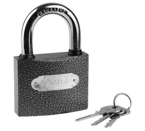 3712-75 Замок ЗУБР "МАСТЕР" 75 мм навесной, металлический корпус, закаленная дужка