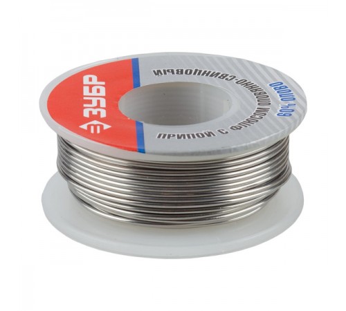 55420-100 Припой ЗУБР оловянно-свинцовый, 60% Sn / 40% Pb. 100 гр