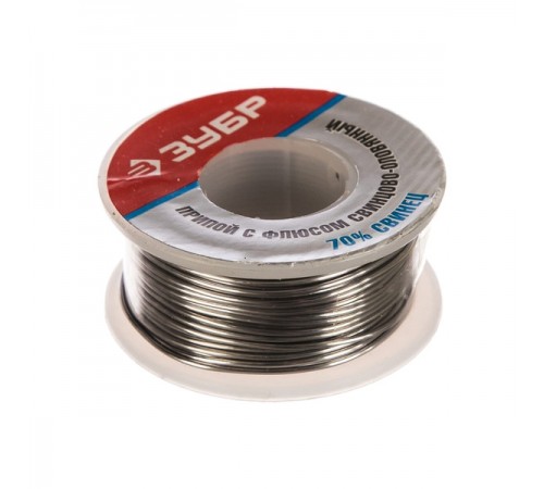 55422-100 Припой ЗУБР оловянно-свинцовый, 30% Sn / 70% Pb. 100 гр