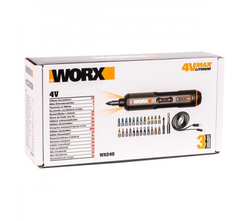 Отвертка аккумуляторная WORX WX 240 + набор бит (26 шт)