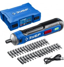 Отвертка аккумуляторная ЗУБР Профессионал ZUBR GO 4 Vmax, кейс, 33 биты  PSD-4S