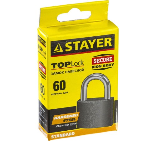 37160-60 Замок STAYER STANDARD навесной,металл.корпус,63мм