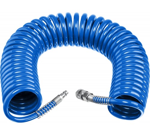 6473-15 Шланг спиральный воздушный ЗУБР Профессионал с фитингами рапид 15м,6*8мм, 15бар