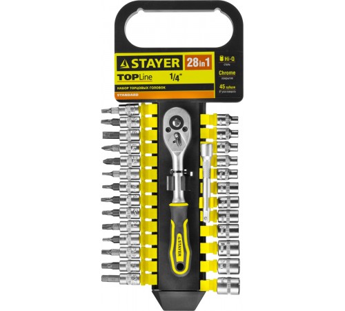 STAYER  RSS 28S, 28 предм., (1/4"), набор торцовых головок и бит-головок (27754-H28)