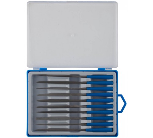 Набор ЗУБР ЭКСПЕРТ Надфили, двухкомпонентная ручка, насечка 2=бархатная, 140мм, 10 шт 16021-2-Н10